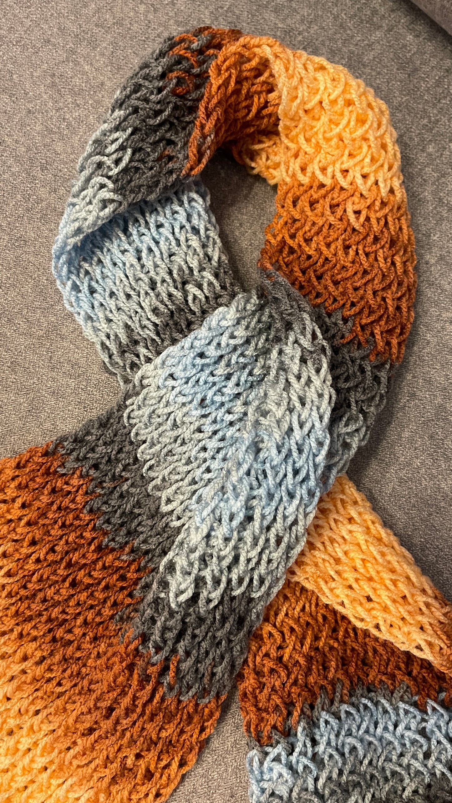 شال برتقالي وبني الوان الخريف 🍂🍁